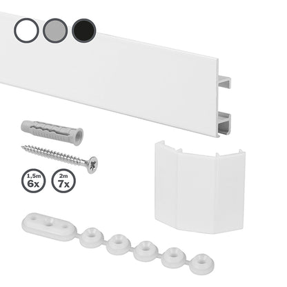 STAS cliprail max: calha discreta para pendurar quadros, fácil de instalar com clipes STAS.