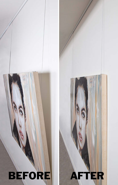 Conjunto sem inclinação STAS para fotos penduradas perfeitamente